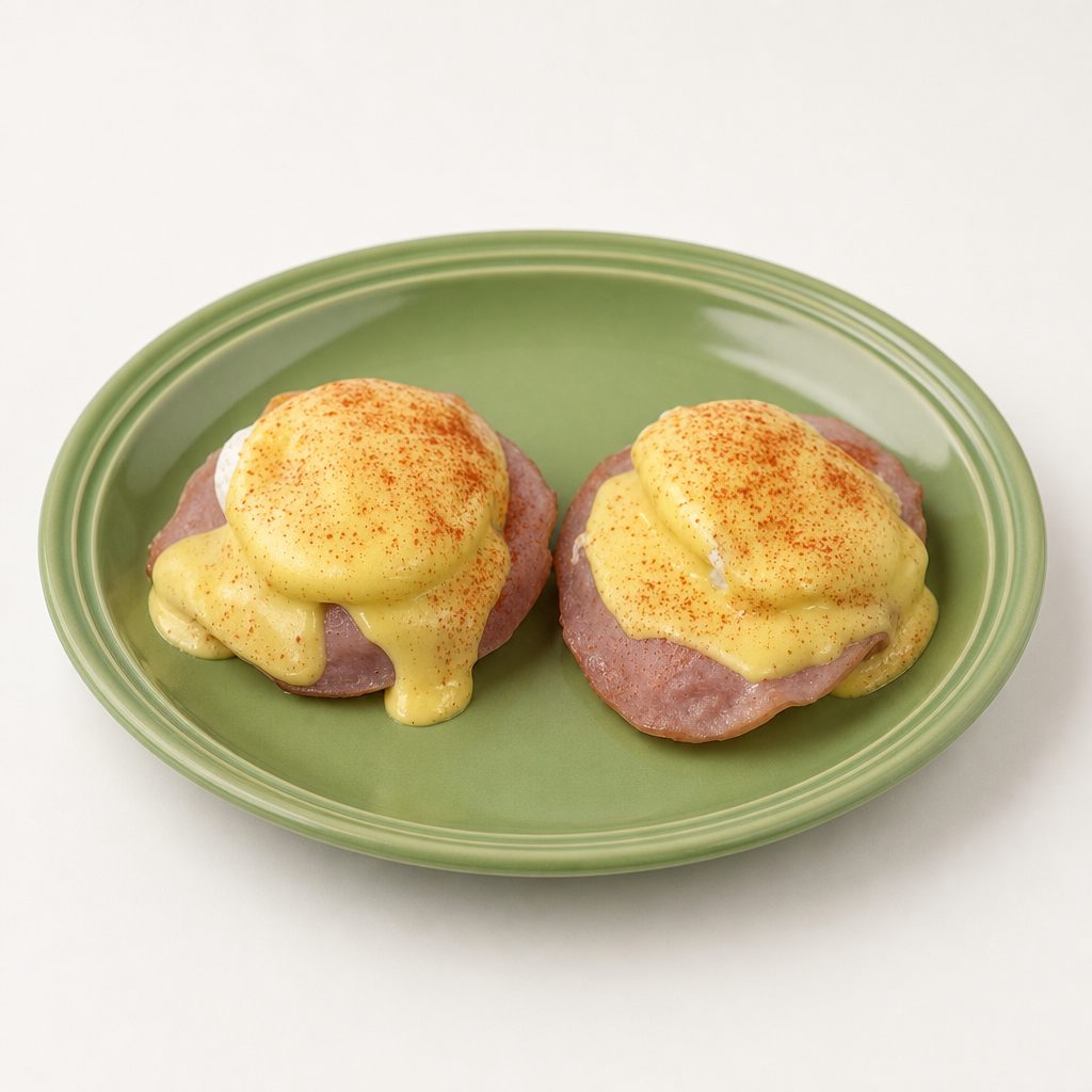 EGGS BENEDICT W/ HAM.