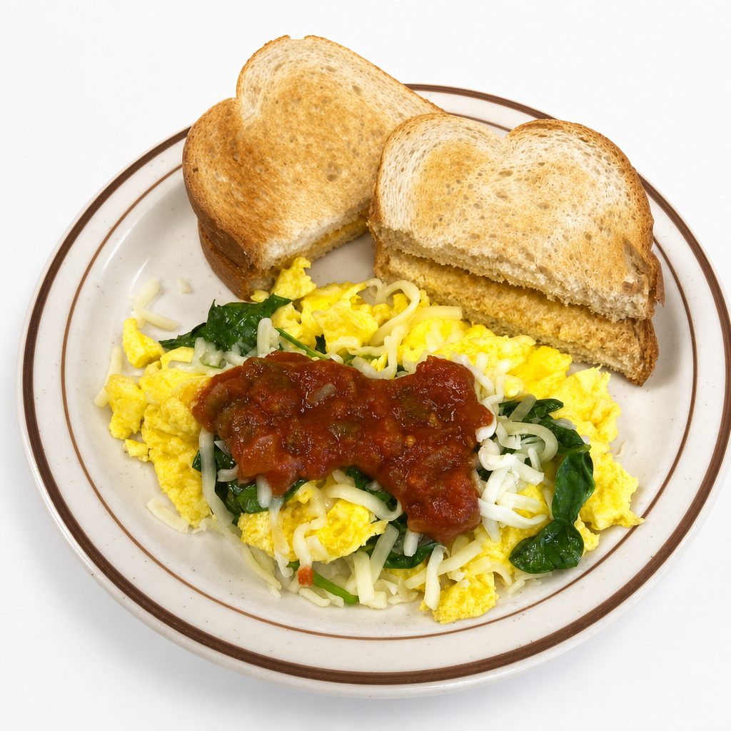 EGG SPINACH SCRAMBLE.